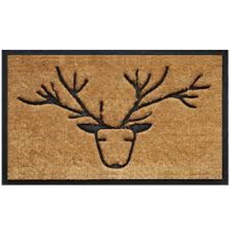 GEO CRAFTS Geo Crafts G380-30 ANTLER BLU SML 8 x 30 in. SK Antler Creel Doormat; Blue - Small G380-30  ANTLER BLU SML